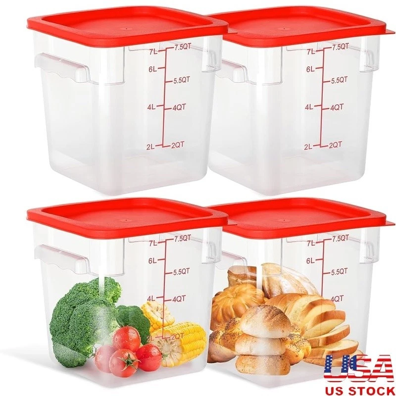 Stackable Airtight Food Storage Containers Clear Polycarbonate Freezer Safe 8Qt