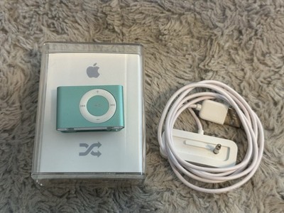 Apple iPod Shuffle 2nd Generation with Dock & Box in Blue Green Model A1204 1GB