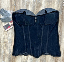 NEW Coquette Black Velveteen Corset Bustier Sz XL Black