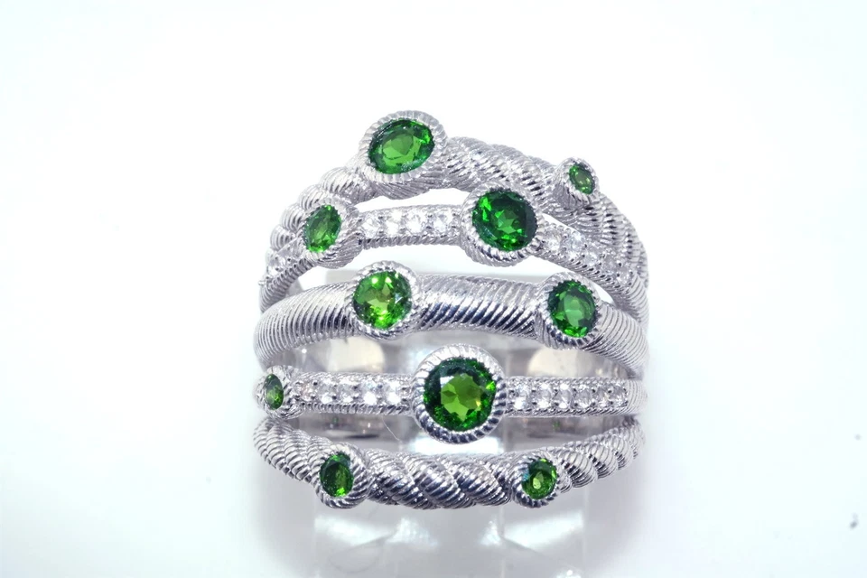 Anel de prata esterlina 925 Judith Ripka verde cromo diópsido tamanho 8 - Imagem 2 de 4
