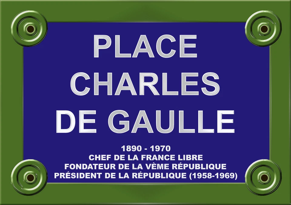 PLAQUE de RUE PARIS CHARLES DE GAULLE HISTOIRE de FRANCE ALU 20x30 cm