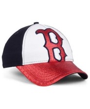 Boston Red Sox Kid's MLB New Era Red Navy Shimmer Shine 940 Adjustable Hat Cap