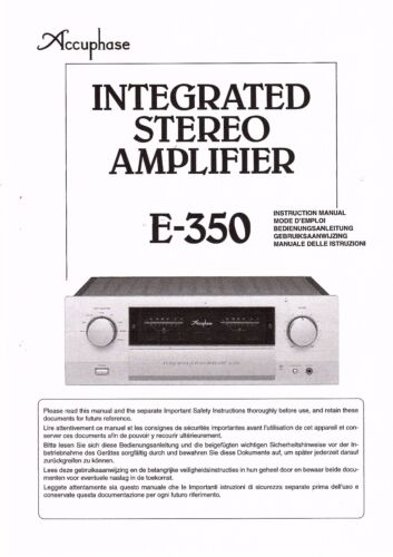 Accuphase  Bedienungsanleitung user manual owners manual  für E-350 Copy - Picture 1 of 1