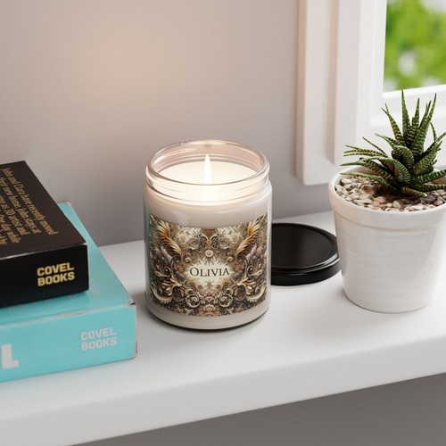 Scented Soy Candle, 9oz OLIVIA Personalized Stunning Design 3, Gift Home Decor - Picture 6 of 51