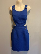 Women's MAC DUGGAL Blue Cut Out Open Back Herringbone Ribbed Bodycon Dress XS/S
