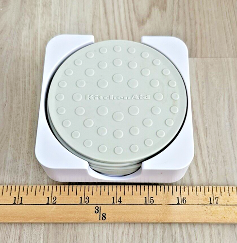 KitchenAid Untersetzer 6er Set 4 Zoll Grau mit Halter Seltene Aktion oder Incentive - Bild 4 von 5