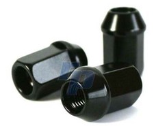 raceparts.cc® 4 Stück Alu Radmutter, M12x1.5 mm,  schwarz eloxiert, Kegelbund