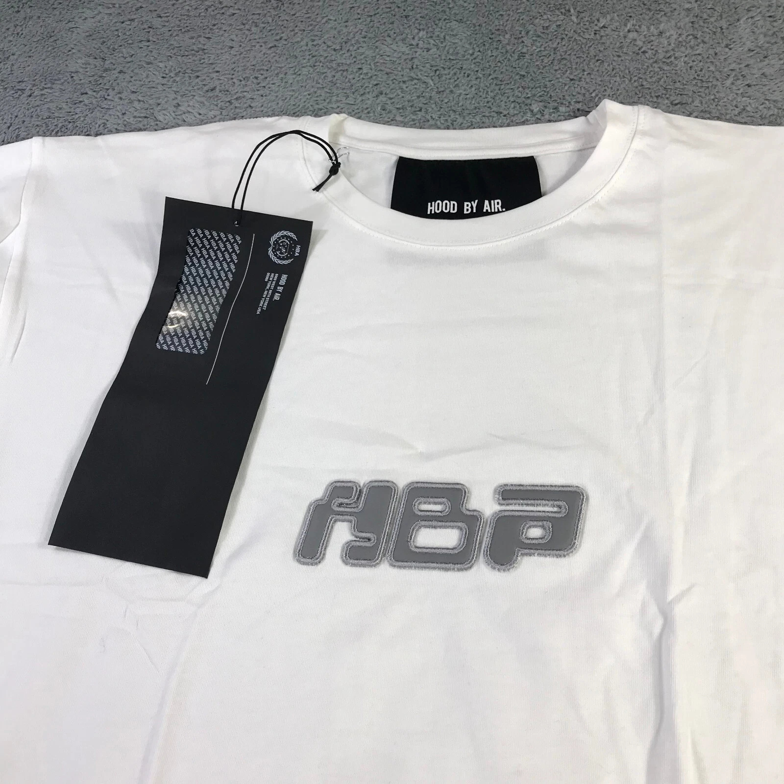 HBA (HOOD BY AIR) HBA Camicia Uomo Extra Large Bianco Spell Out Cappuccio By Air Tee Bianco Grigio
