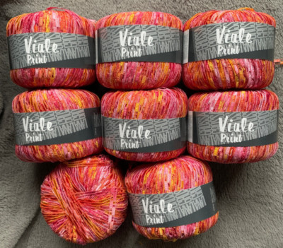 8x Lana Grossa Viale Print (Farbe 308 rot-gelb-rosa)