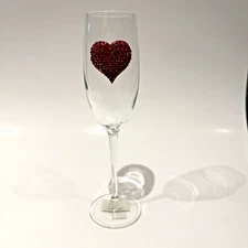 New The Queens' Jewels Jewel Bejeweled Red Heart Champagne Flute Glass  9.5"
