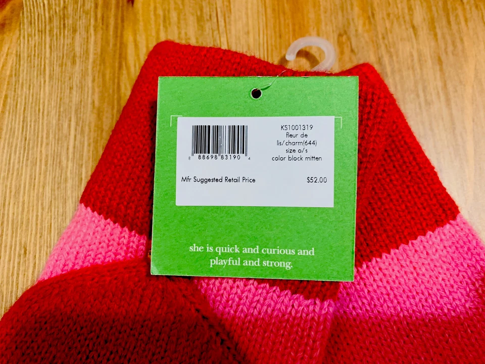Kate Spade NY Pop Top Bloque de Color Mezcla de Lana Guantes Rojo Rosa Nuevo con Etiquetas Talla Única $52.00 Foto 2 de 4