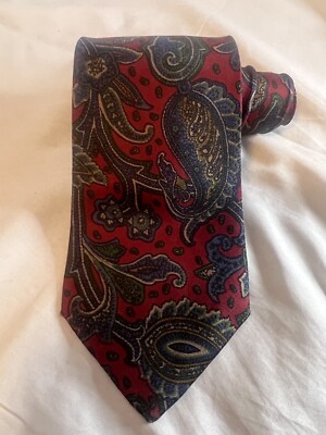 Dean's Red/Blue/Green/Beige Paisley 100% Italian Silk Tie Necktie 57''x3.5''