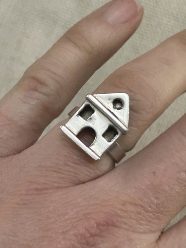 Anillo 'casa' plata años 90 vintage talla J 925 - Imagen 14 de 19