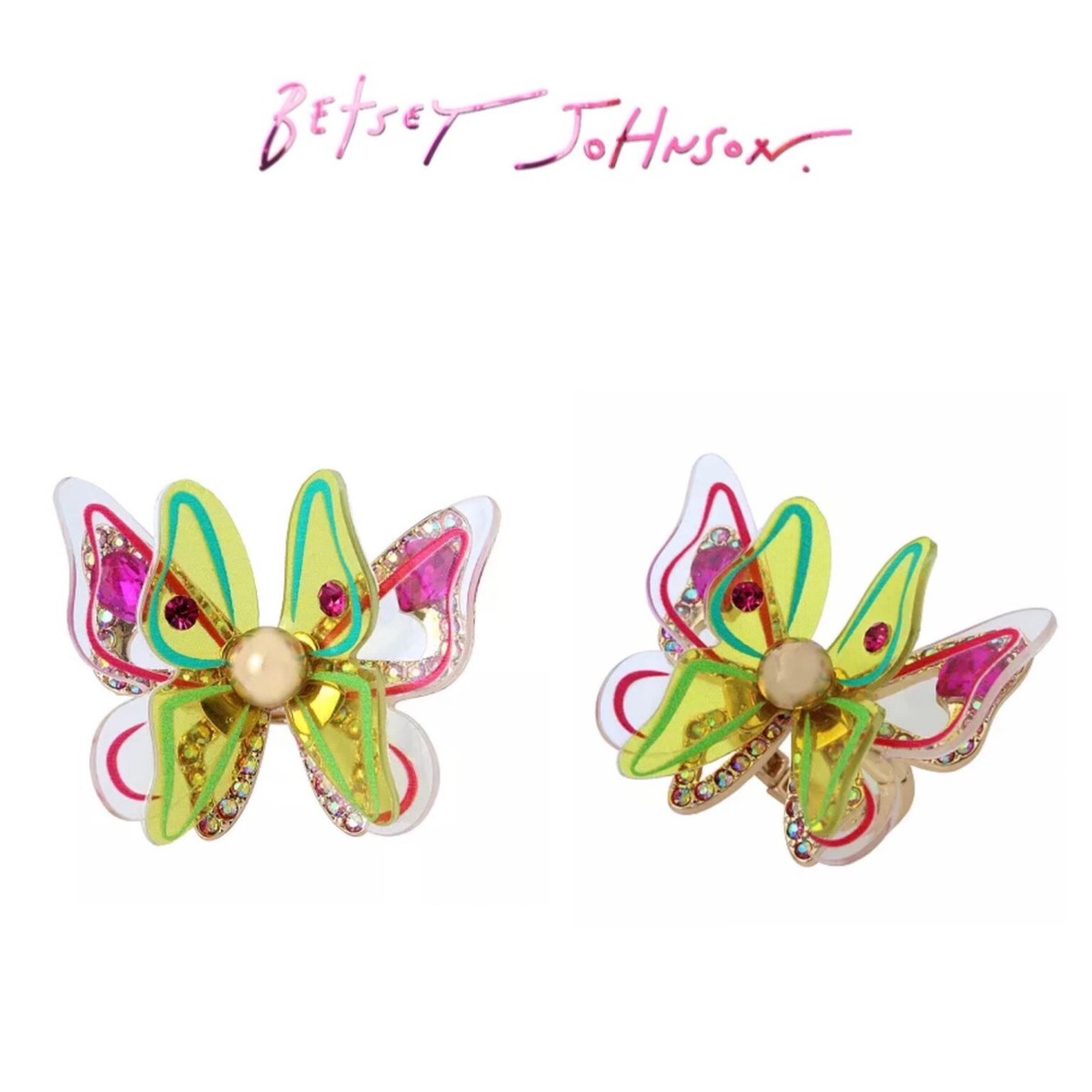NWT Betsey Johnson WHIMSICAL BUTTERFLY Gold Plated CZ Crystals 