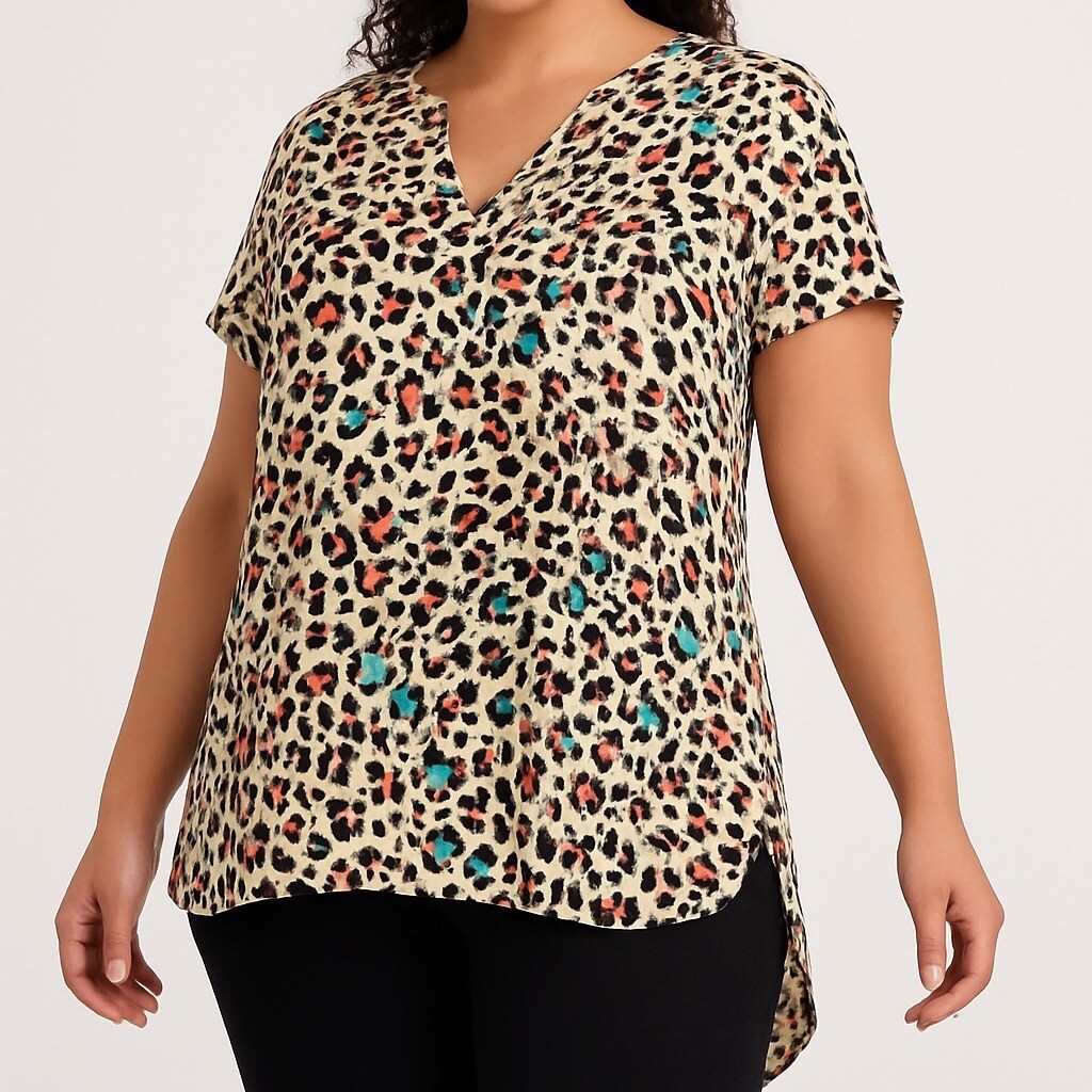 Torrid | Leopard Watercolor Georgette Pullover Hi-Lo Flowy Tunic Blouse Size 3X