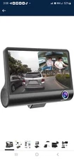 4'' 1080P HD 3 Lens Car DVR Video Dash Cam Camera Night Vision + Rearview Camera