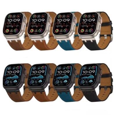 Retro Leder Armband für Apple Watch Ultra 3 2 49mm Series 11 10 9 8 7 44/45/46mm