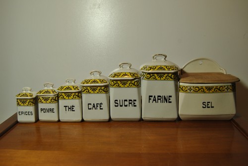 Set Ceramic Porcelain Vintage Pot Box Jars Spice Storage Kitchen - Picture 3 of 23