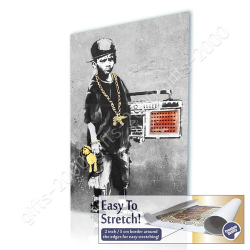 Boy With Dance Mat by Banksy | Canvas (Rolled) | Wall art HD painting artwork - Picture 2 of 21