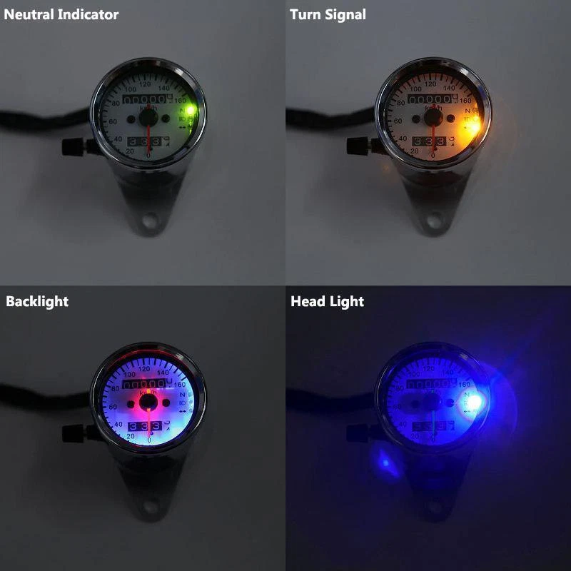 Velocímetro LED para motocicleta velocímetro carcasa de acero inoxidable 13K RPM medidor de cambio Foto 2 de 4