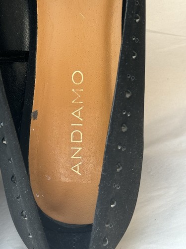 ANDIAMO Women’s Black Faux Suede Heel Slip On Shoes Gold Accent Sequins Size 8M - Picture 17 of 24
