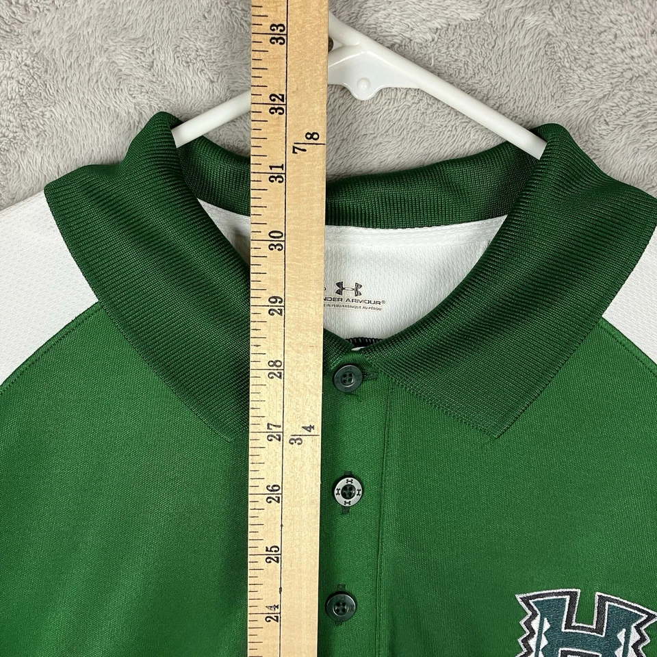 Camisa polo de golf verde medio de los guerreros arco iris de Hawaii para hombre Under Armour College Foto 3 de 4