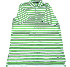 Ralph Lauren RLX Polo Shirt Men Large Green White Striped Performance Golf Adult