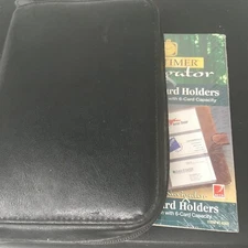 Day-Timer 6 ring Planner Zip Around Black W/ Extra Business Card Plastic Sheets