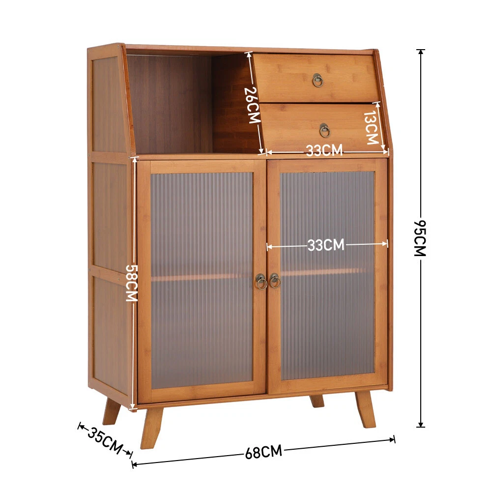 Kitchen Dresser Cabinet Bamboo Pantry Unit Display Storage