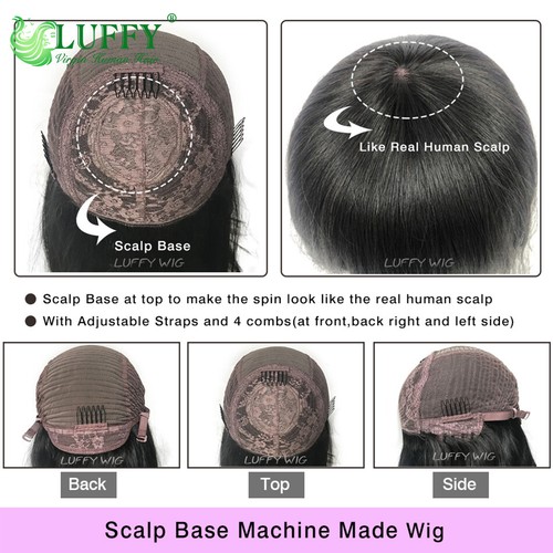 Pelucas Highlight 1B/30 Prendas para la parte superior del cuero cabelludo Hechas a máquina Pelucas Onda Cabello Humano Con Golpes - Imagen 6 de 12