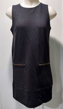J Crew Factory Black Jumper Sheath Dress Size S Zipper Pockets Stretch