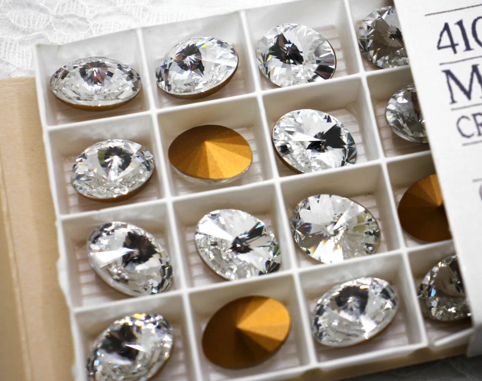 4 pedrería vintage SWAROVSKI, 18x13 mm rivoli ovalado, artículo #4102 Foto 4 de 4