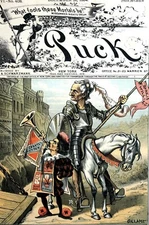 William Evarts SENATE CANDIDATE 1884 KNIGHT in ARMOUR NY ASSEMBLY CASTLE Puck 