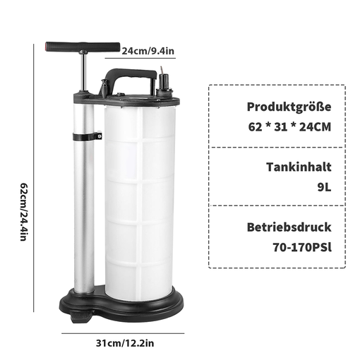 9L Ölabsaugpumpe Manuelle Saugpumpe Vakuumpumpe Öl Absaugung Ölwechselpumpe - Bild 5 von 12