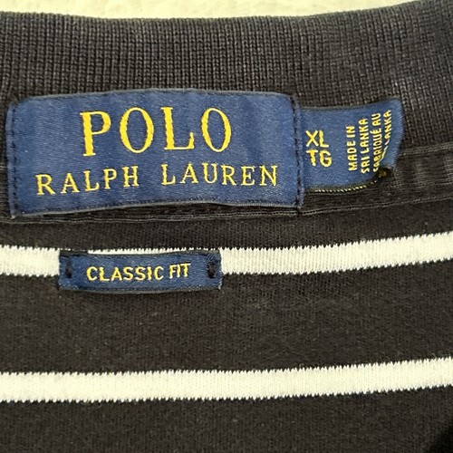 Vintage Polo Ralph Lauren Herren Gr. XL schwarz/weiß gestreiftes Polo Kurzarm Baumwolle - Bild 5 von 7