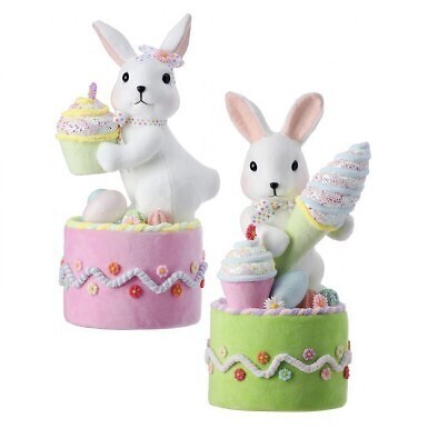 STYROFOAM CONFECTION BUNNIES ON CAKE SET OF 2 16'' Easter Decor