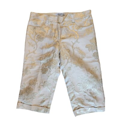 Simonetta Kids White Cropped Pants Girls Size 12 Silver Floral Marilyn