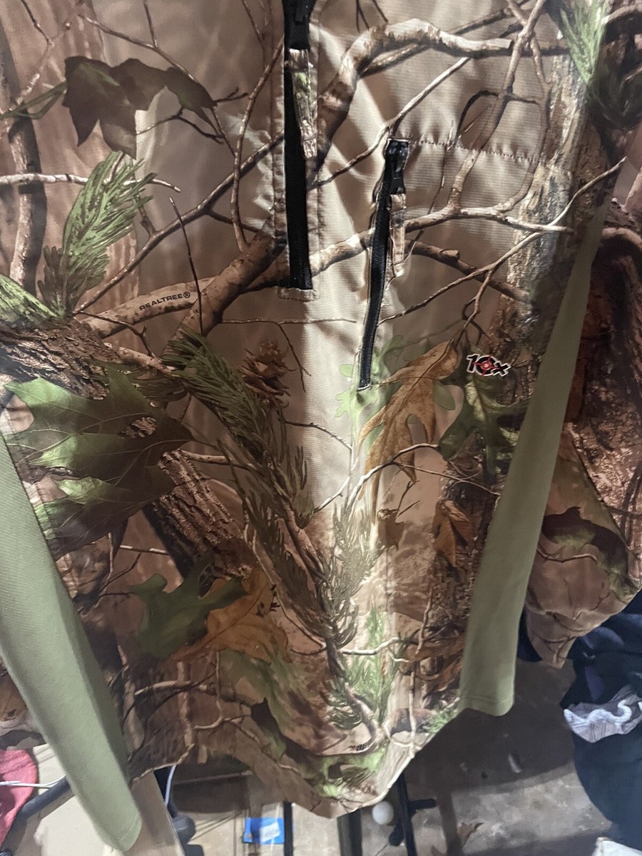 10x Brand Realtree 1/4 Zip Camo Pullover Hunting Shirt. Extra