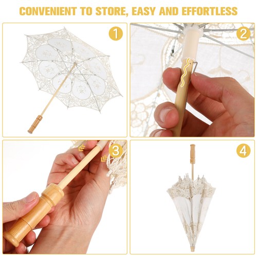 Lace Umbrella Handmade Bridal Umbrella Photography Umbrella with Wooden Handle - 第 12/14 張圖片