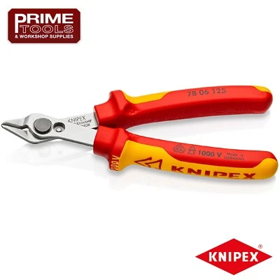 Knipex 78 06 125 VDE Diagonal Super Knips Diagonal Flush Cut Side Cutter Pliers