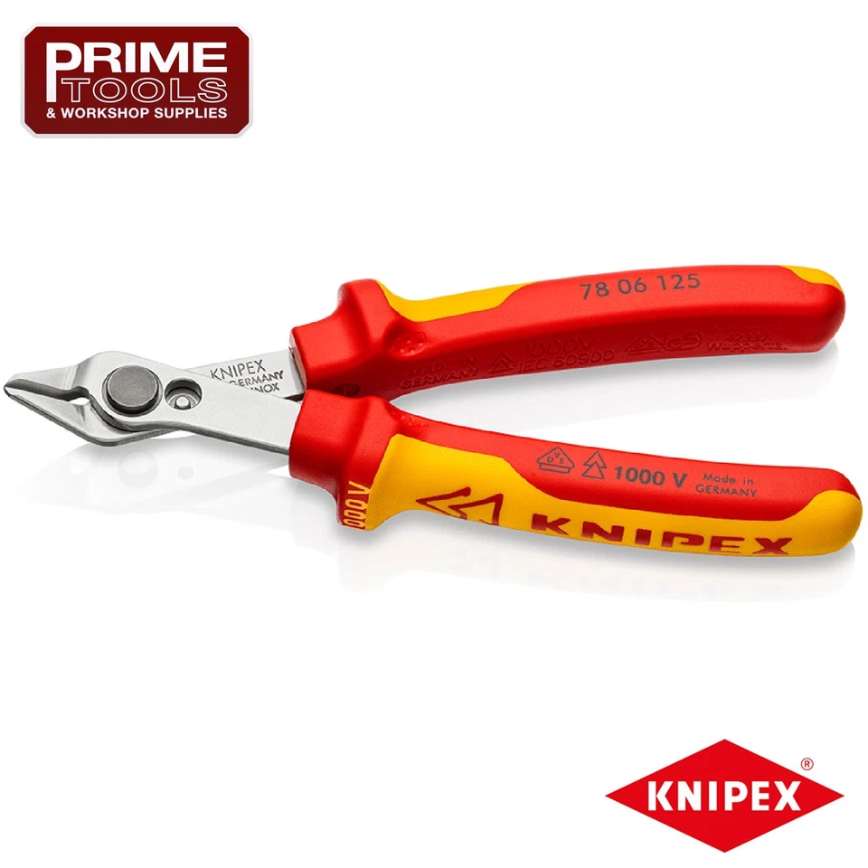 Knipex 78 06 125 VDE Diagonal Super Knips Diagonal Flush Cut Side Cutter Pliers