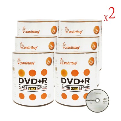 1200 Pcs Smartbuy 16X DVD+R DVDR 4.7GB Logo Top Data Video Blank Recordable Disc