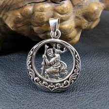 Solid 925 Sterling Silver St. Christopher Pendant Catholic Religious Saint Medal
