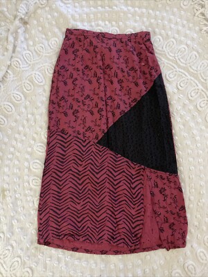 VTG Melrose Studio Petite Midi Skirt Womens Medium Whimsygoth Grunge Patchwork 