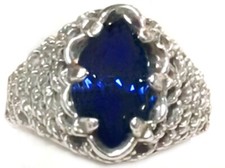 Blue Lab Sapphire Size 10 Ring 925 Sterling Silver USA Made Marquise Weave