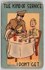 Military Comics~The Kind Of Service~Soldier @ Table W/ Meal~Vintage Postcard
