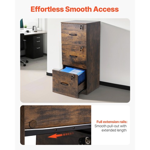 3 Drawer File Cabinet Vertical Filing Cabinet with Lock for Home Office - Picture 5 of 12