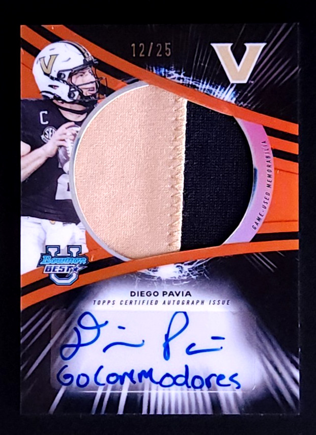 2025 Bowman U Prospect Jumbo Relic Orange Refractor /25 Diego Pavia Auto