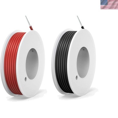 Multi-Strand 22 AWG Tinned Copper Wire - 26ft Spools in Black & Red, 300V Rating