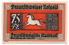 1921 Germany Braunschweig Notgeld 75 Pfennig Note (3242)